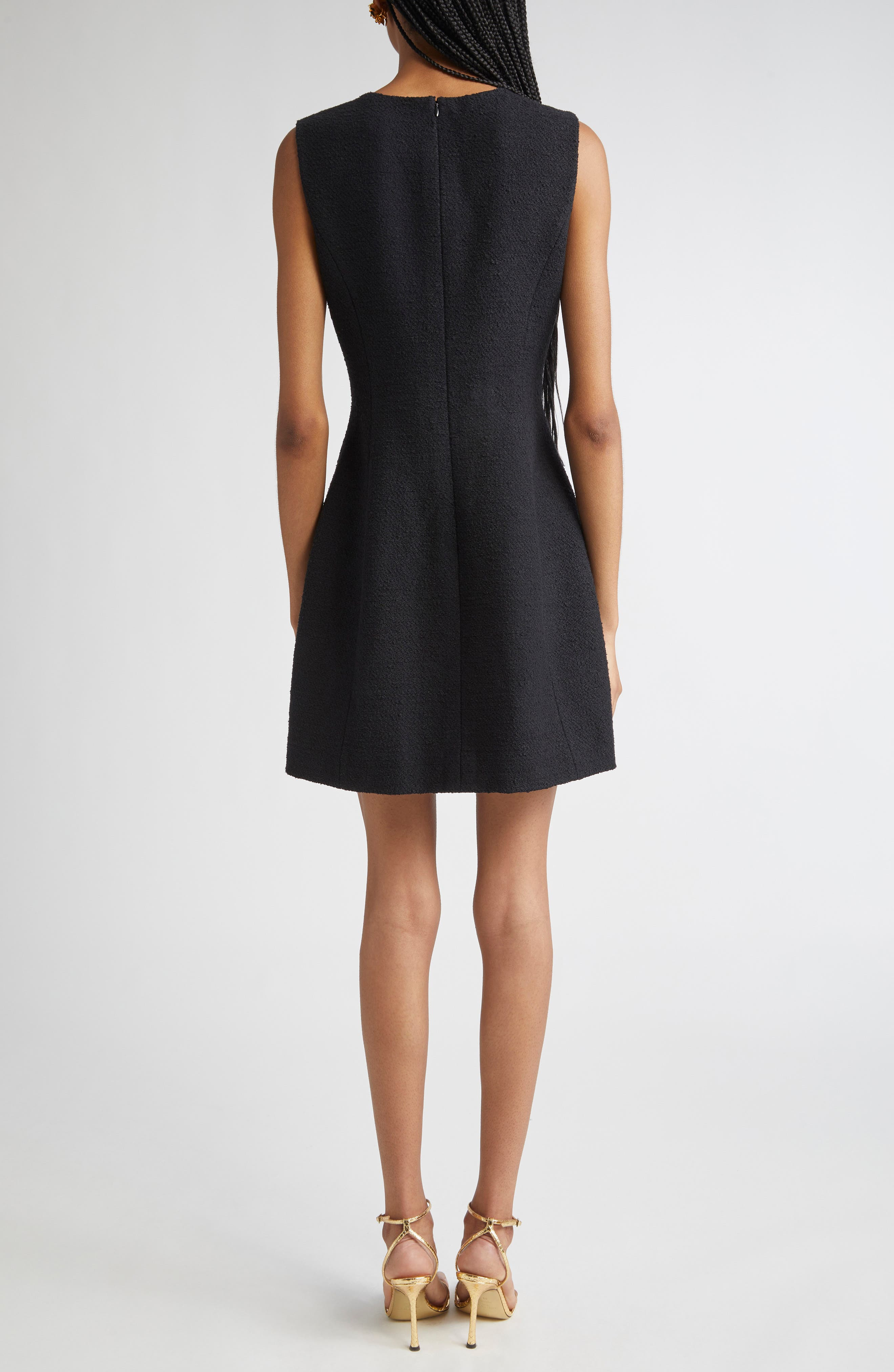 Oscar de la Renta Sleeveless Cotton Blend Tweed Dress in Black at Nordstrom - 3