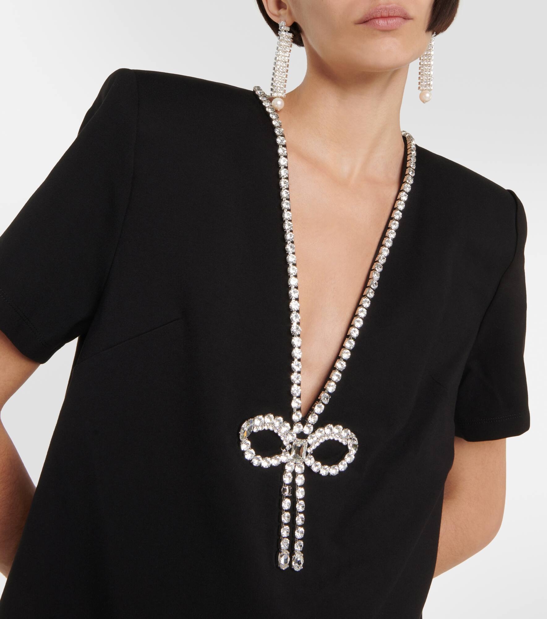 Crystal bow jersey t-shirt dress - 4