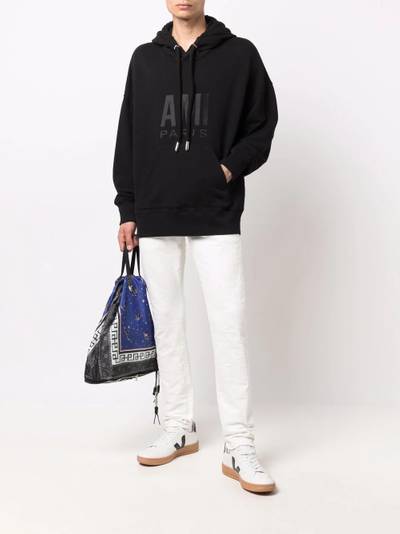 AMI Paris logo-print cotton hoodie outlook