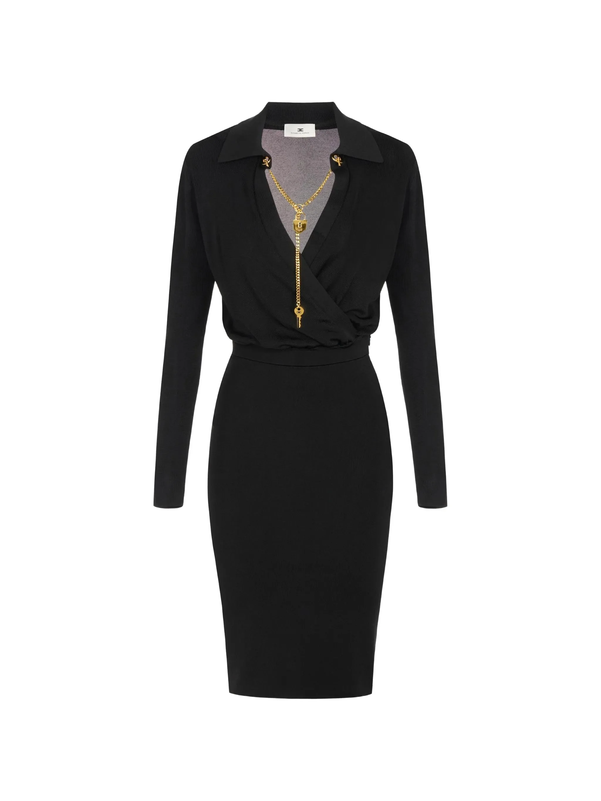 Elisabetta Franchi Chain-detail Wrap-front Midi Dress - 1