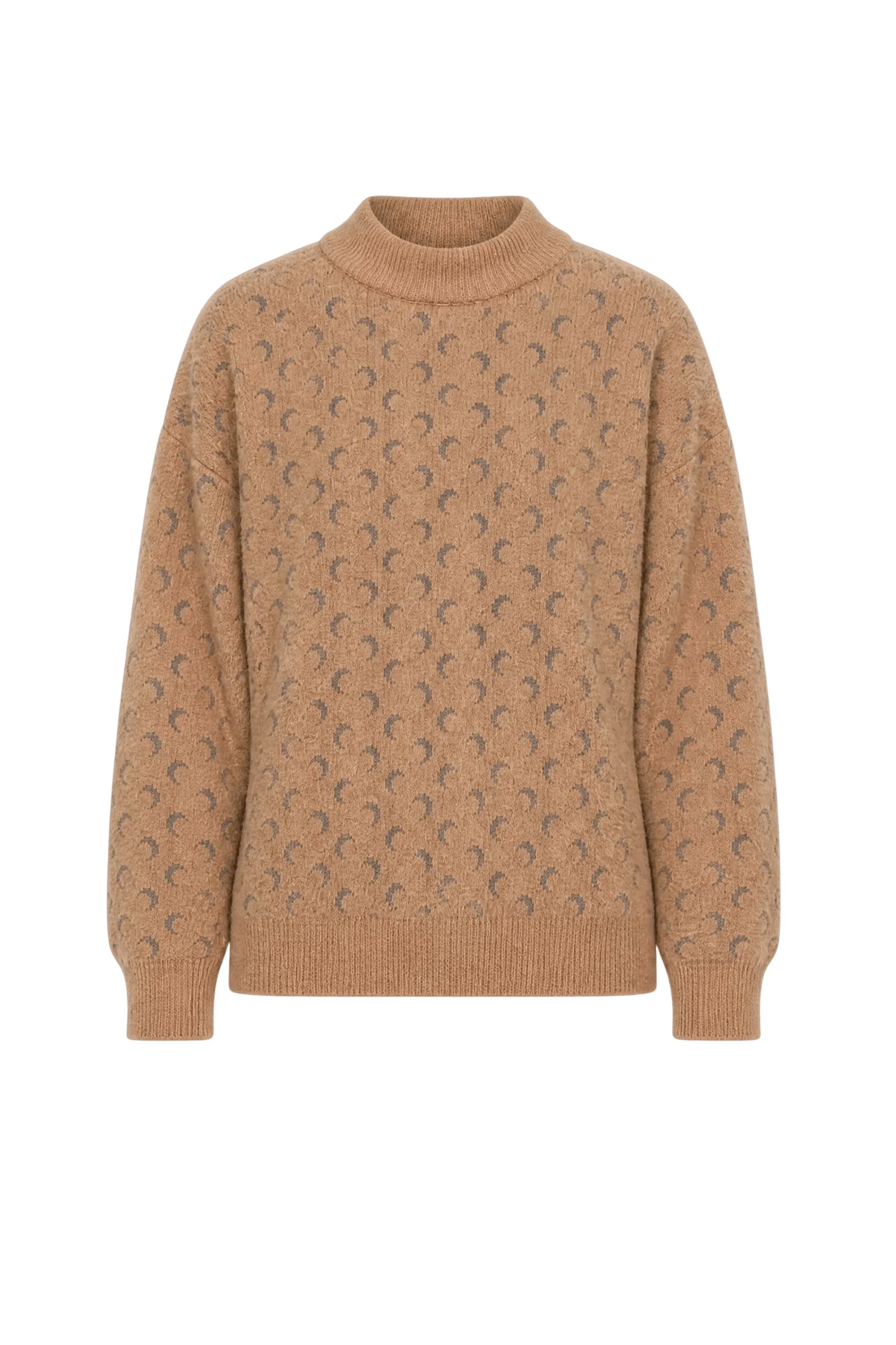 FLUFFY MOON JACQUARD KNIT CREWNECK SWEATER - 1