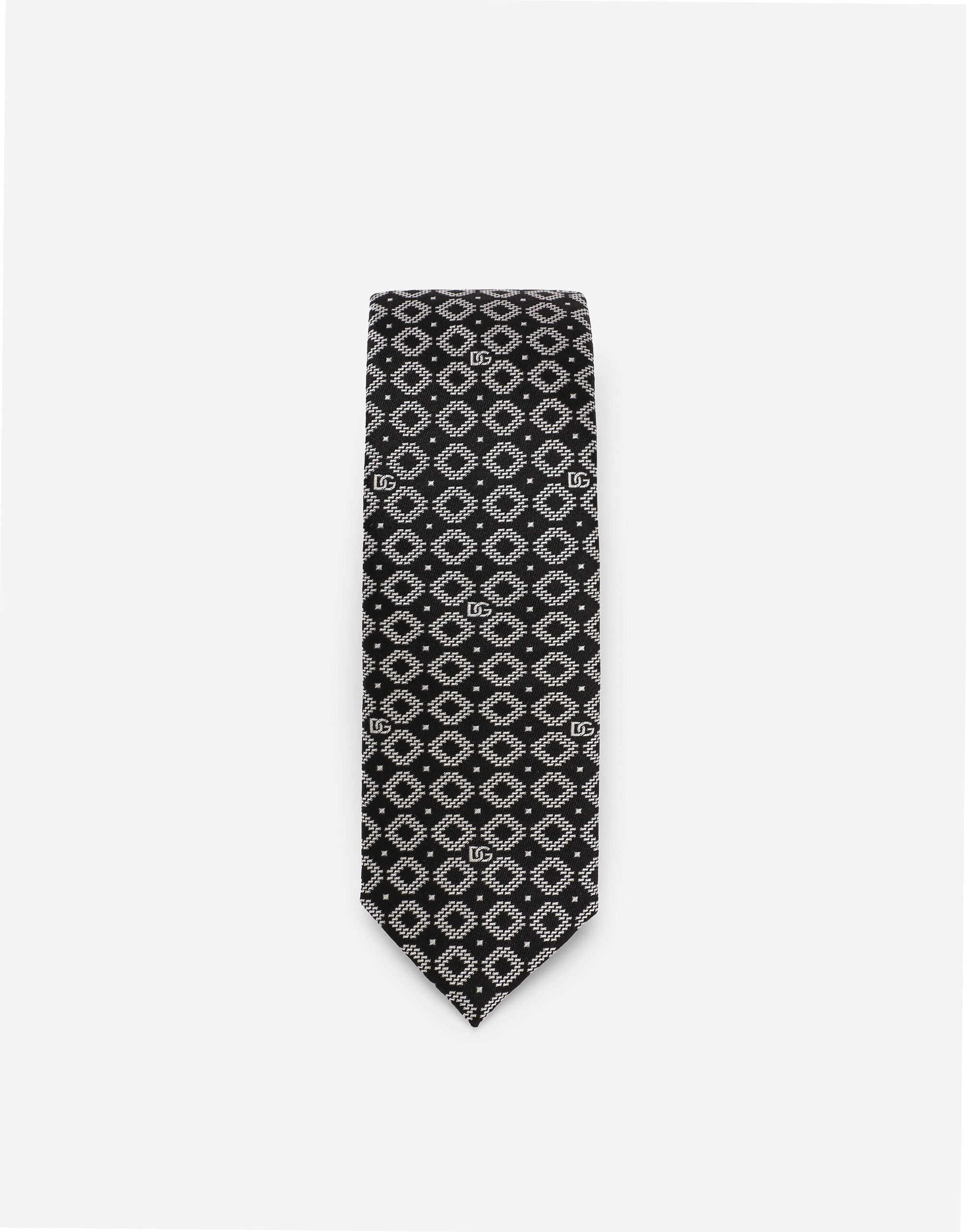 Silk jacquard tie with DG logo - 2