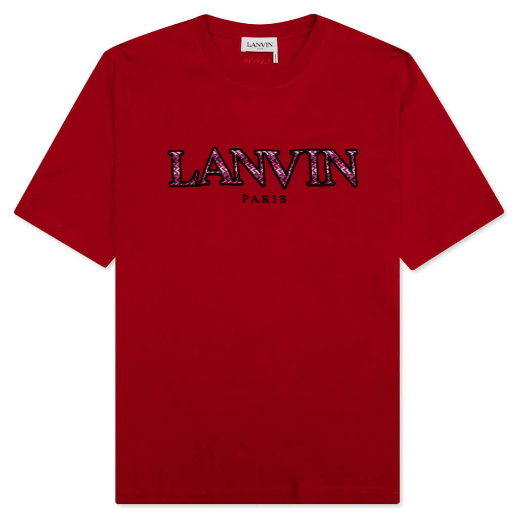 LANVIN CURB EMBROIDERED T-SHIRT - LIPSTICK - 1