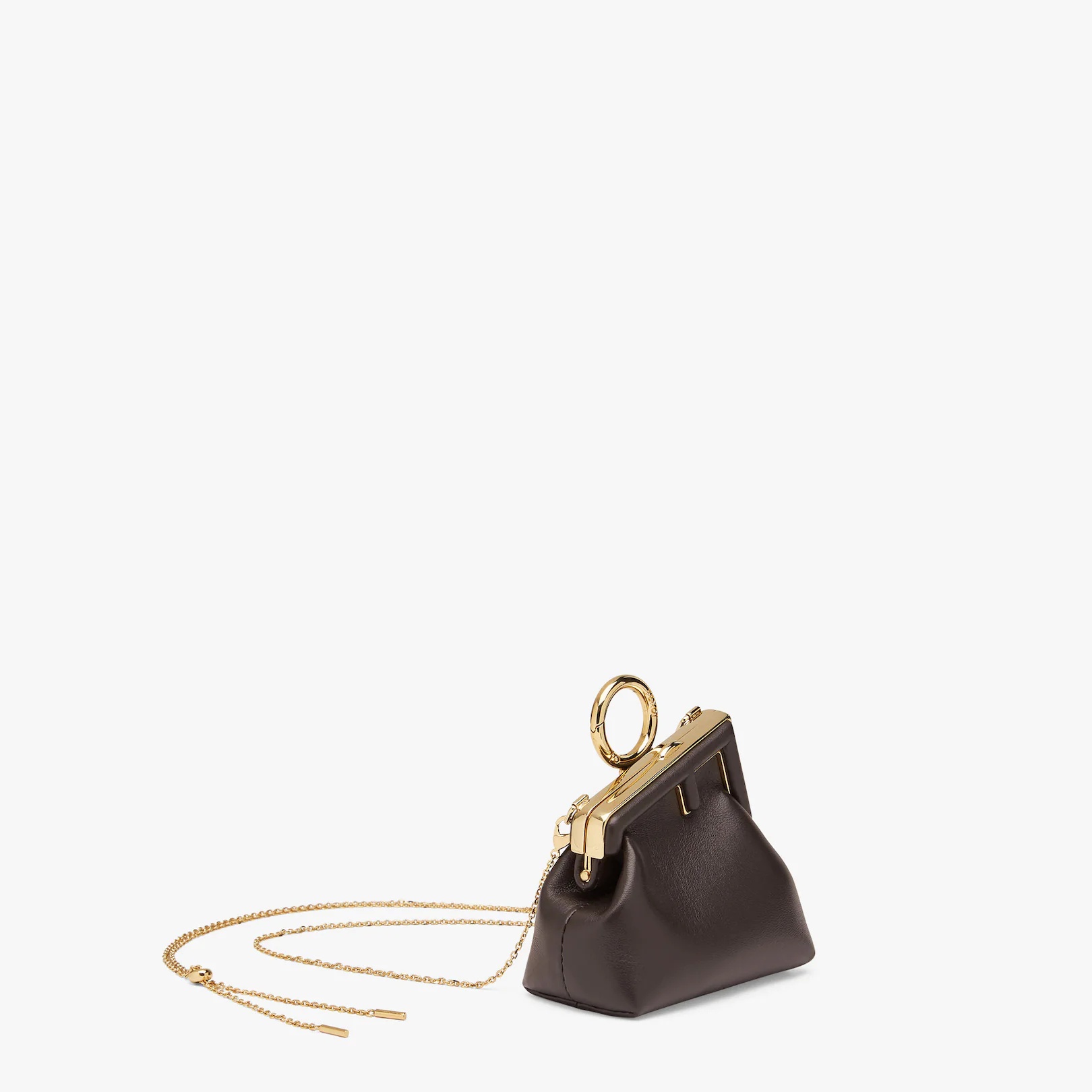 Brown nappa leather charm - 2