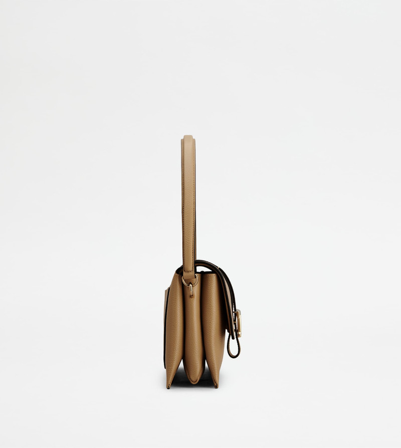 Tod's T TIMELESS FLAP BAG IN LEATHER MINI - BROWN outlook