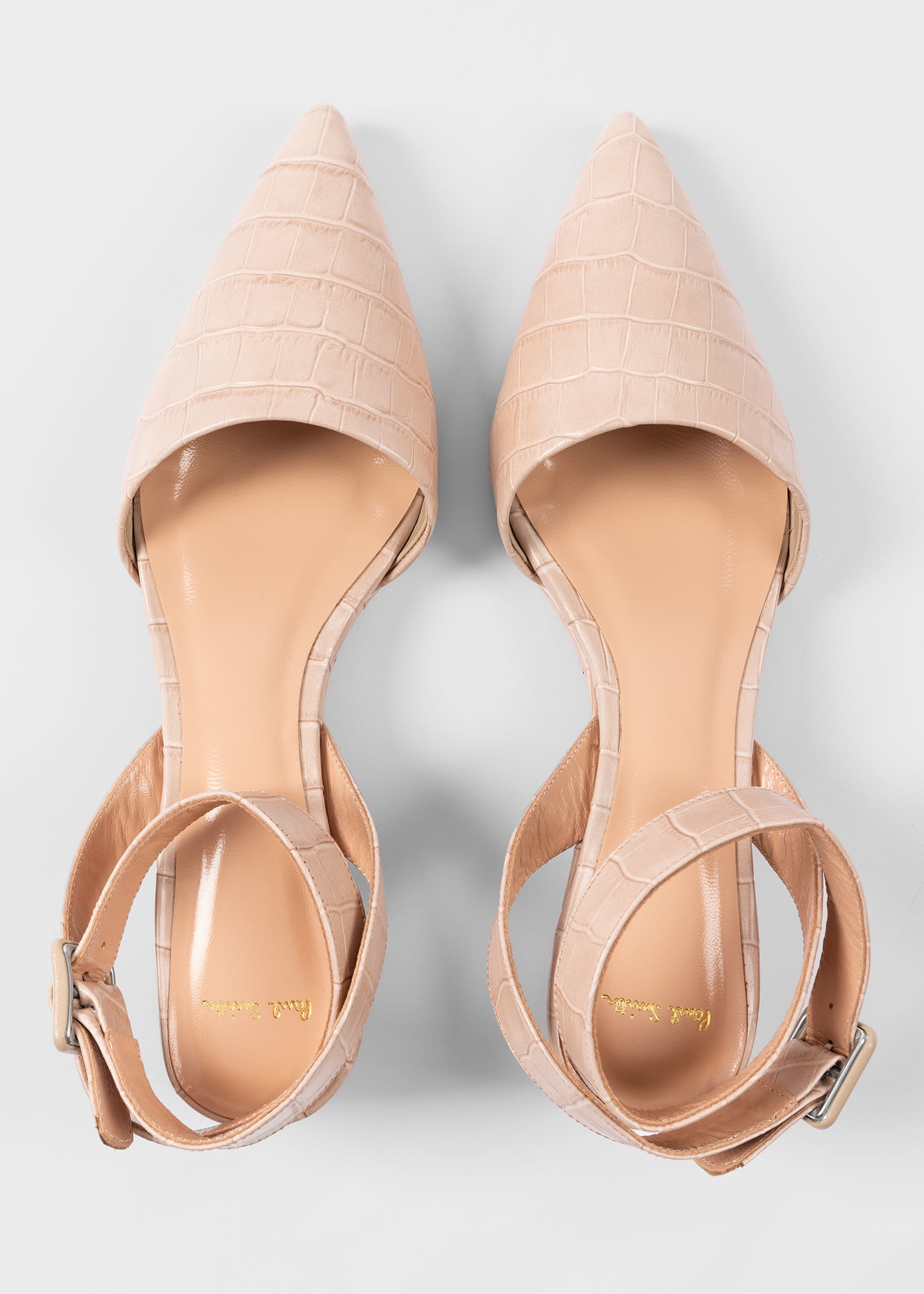 Nude Leather Reptile Heels - 5