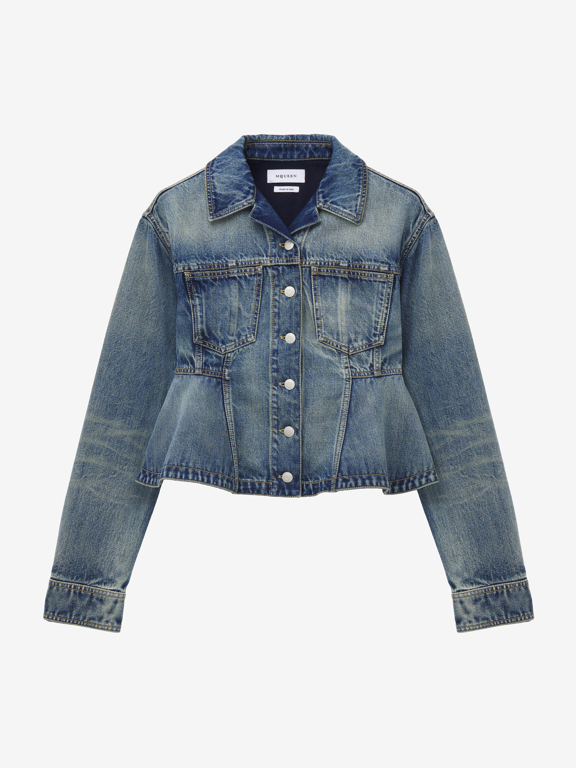 Stonewashed Denim Peplum Jacket - 1