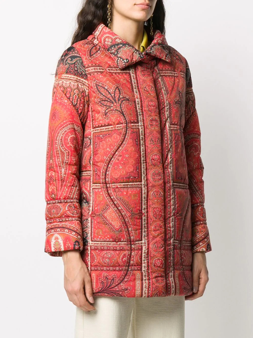 paisley print padded coat  - 3