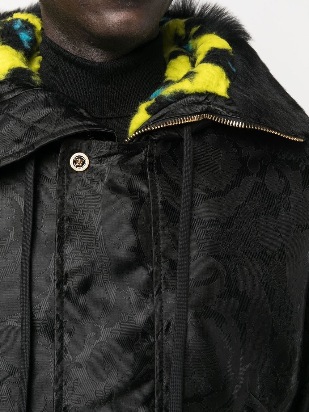 baroque-print shearling-lined jacket - 5