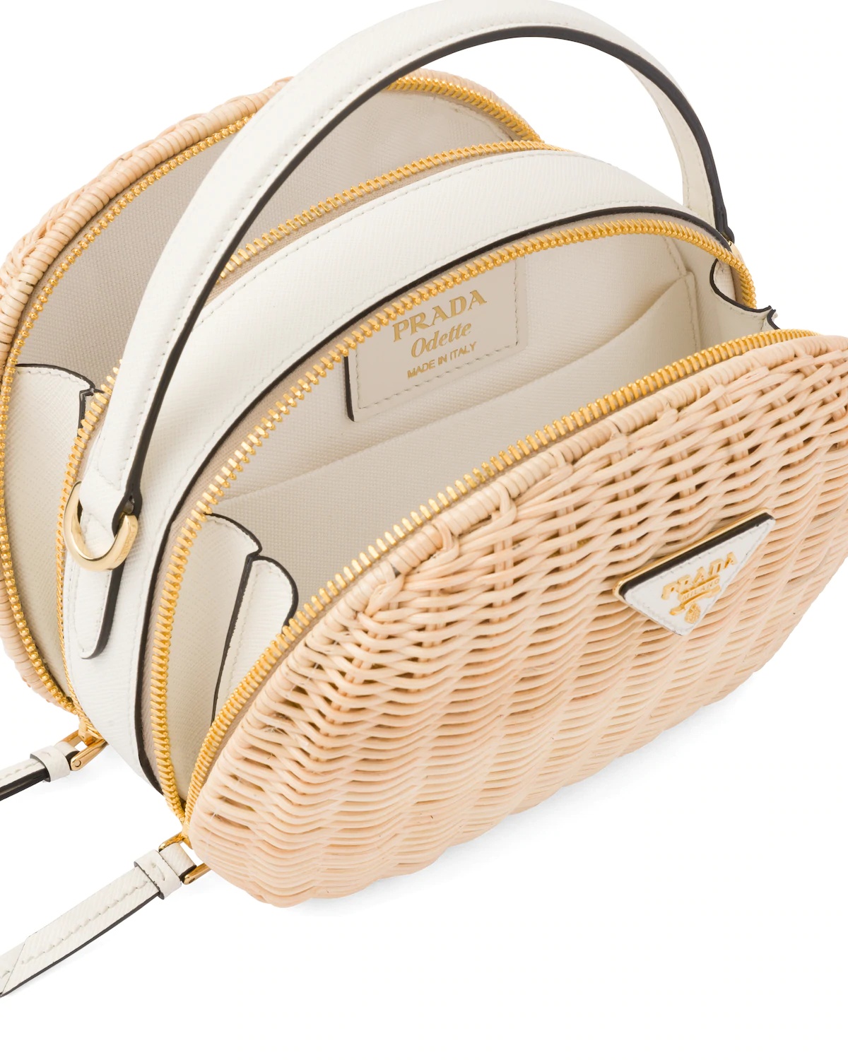 Wicker and Saffiano leather shoulder bag - 5