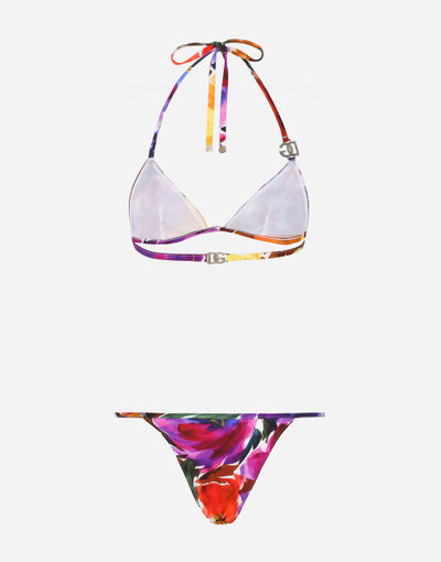 Dolce & Gabbana Triangle bikini with DG logo and abstract flower print outlook