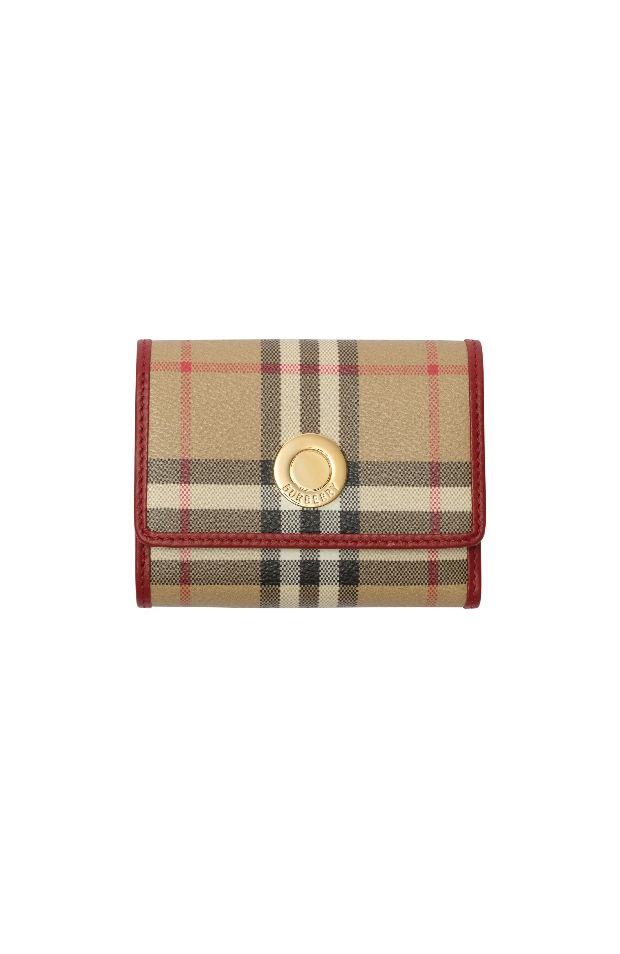 burberry Small Check Folding Wallet in Archive Beige/ruby Red at Nordstrom - 1