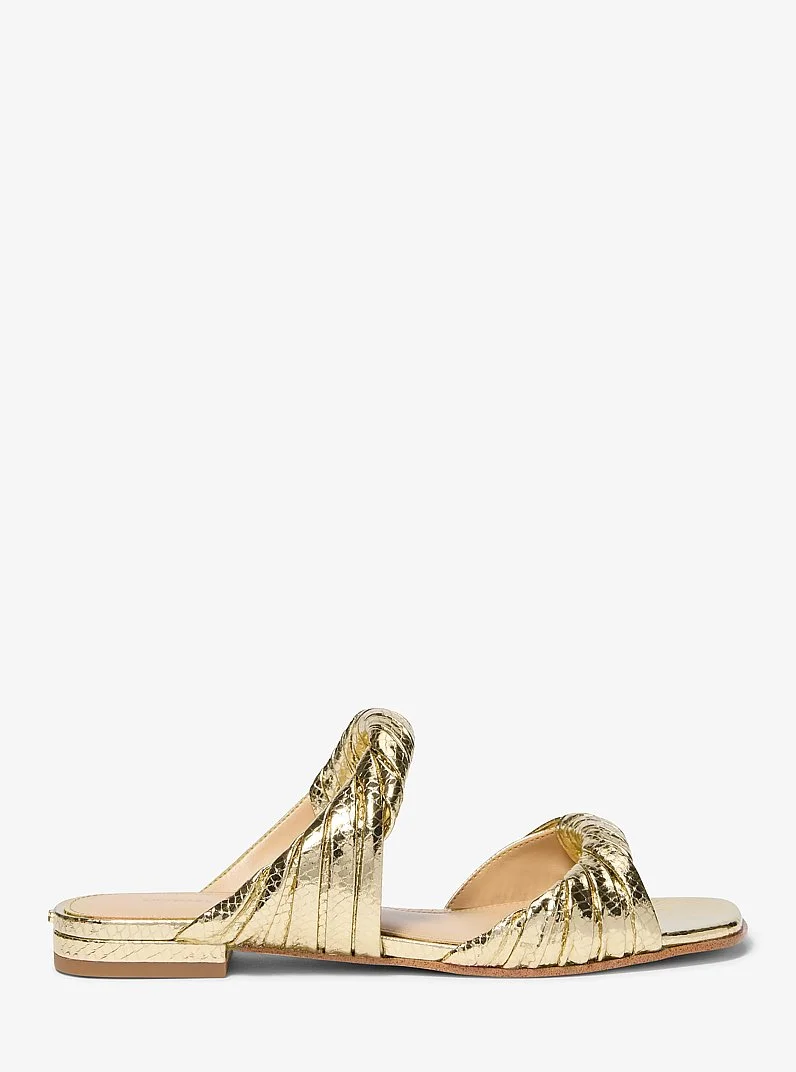 Kiana Metallic Snake Embossed Leather Sandal - 1