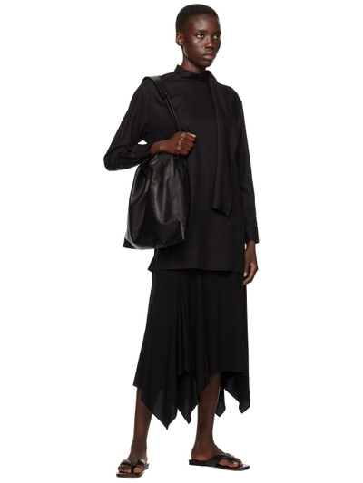 Y's Black Asymmetric Midi Skirt outlook