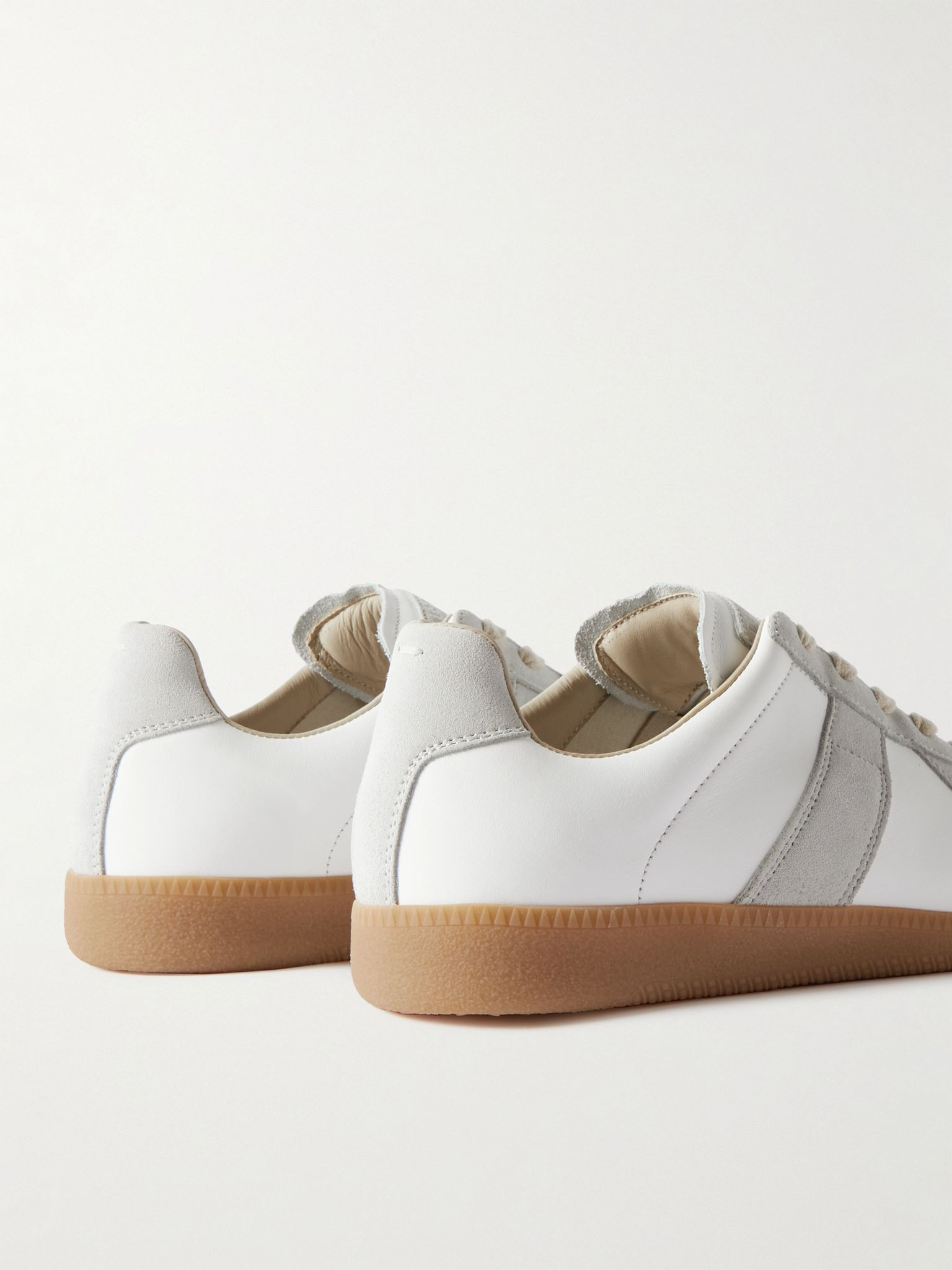 Replica Leather and Suede Sneakers White - 4