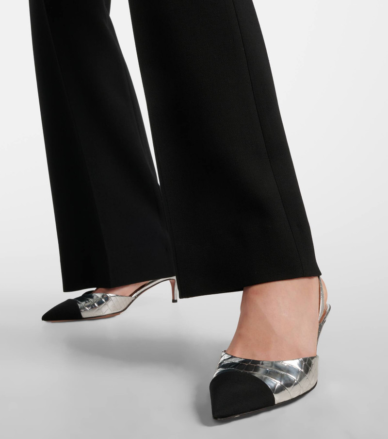Milanese metallic leather slingback pumps 7