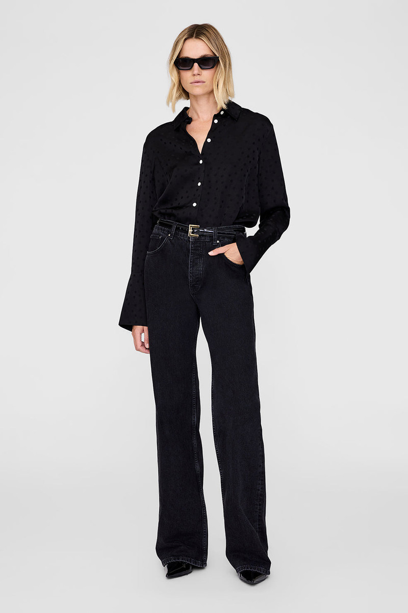 ANINE BING Amanda Shirt - Black Dot Jacquard outlook