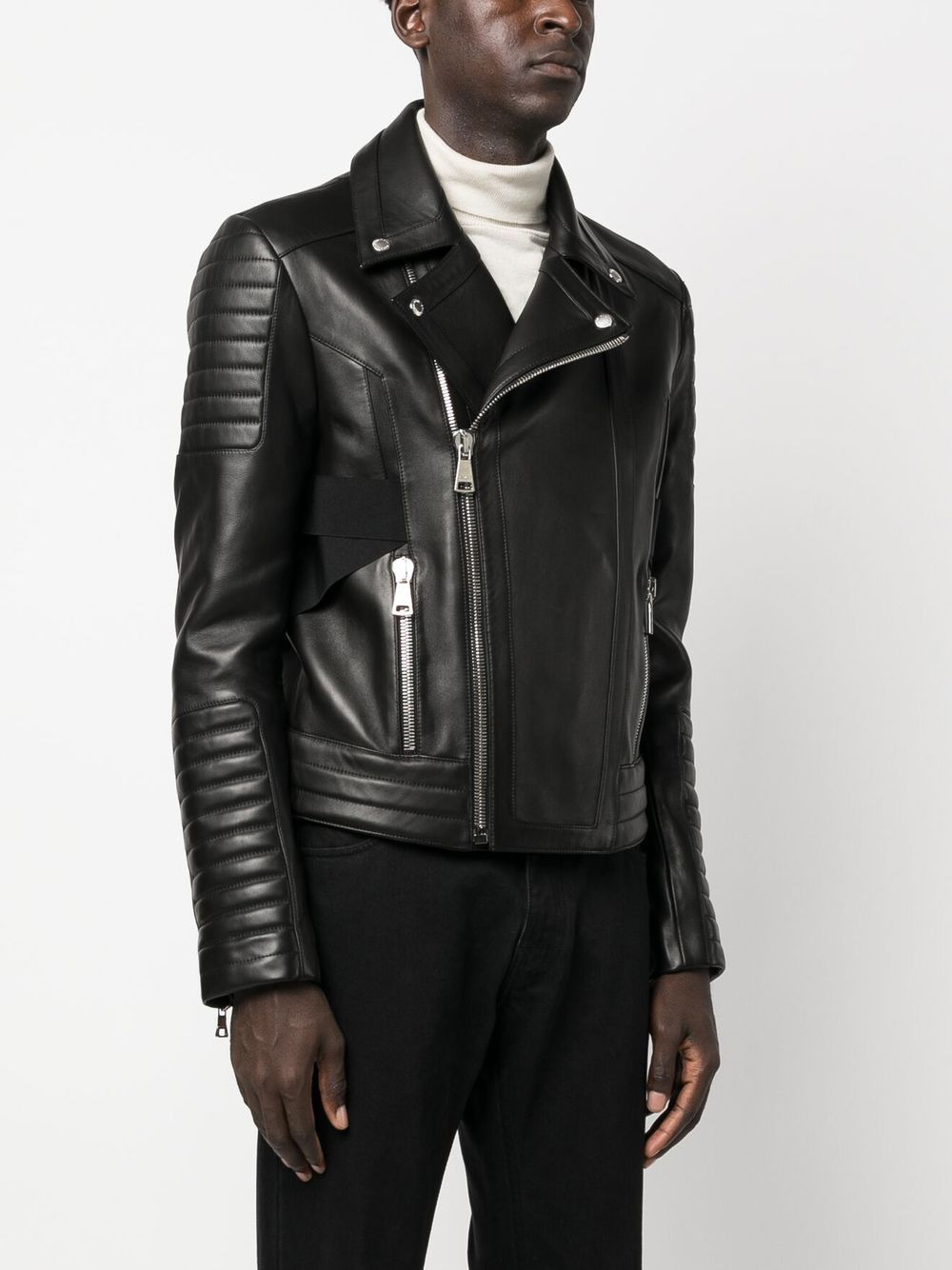 panelled biker jacket - 3