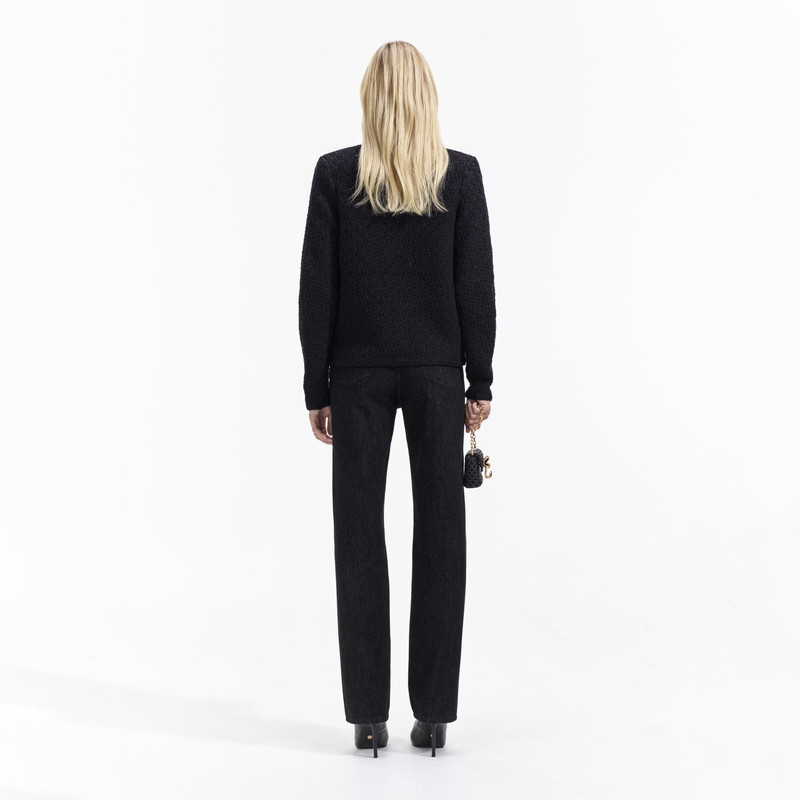 self-portrait Black Weave Cardigan outlook