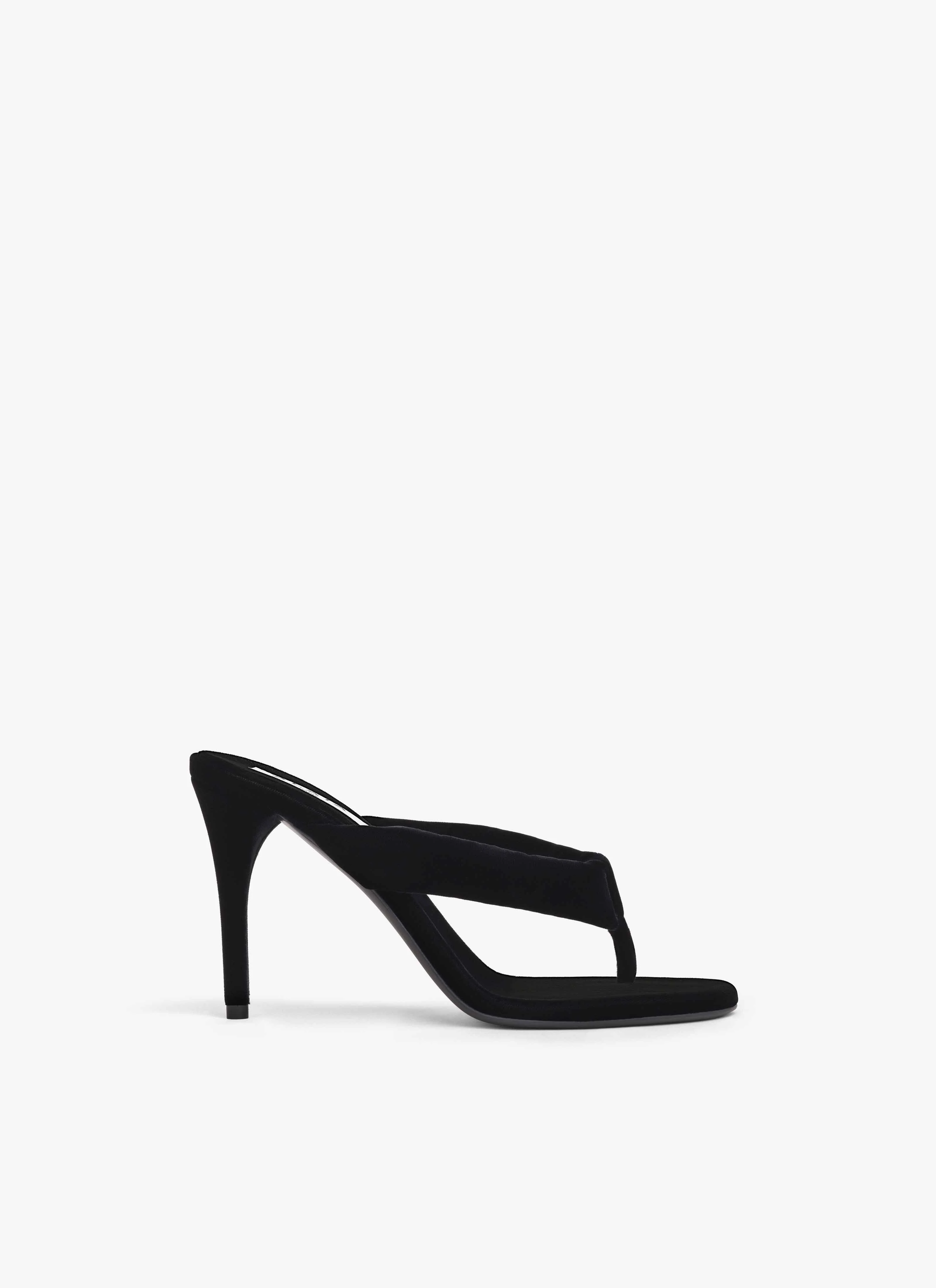 HEEL THONG MULES IN VELVET - 1