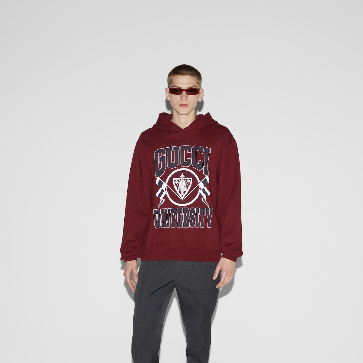 Cotton jersey printed hooded sweatshirt - 3