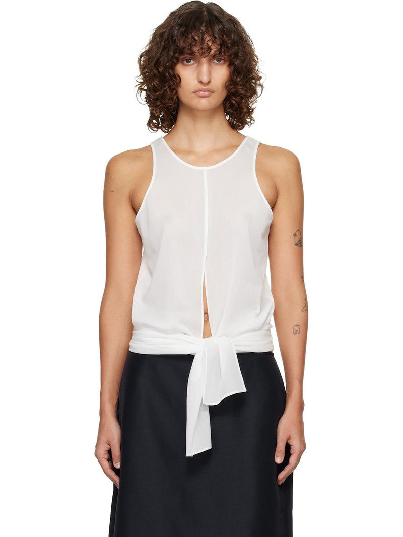 White Self-Tie Sleeveless Tank Top 1