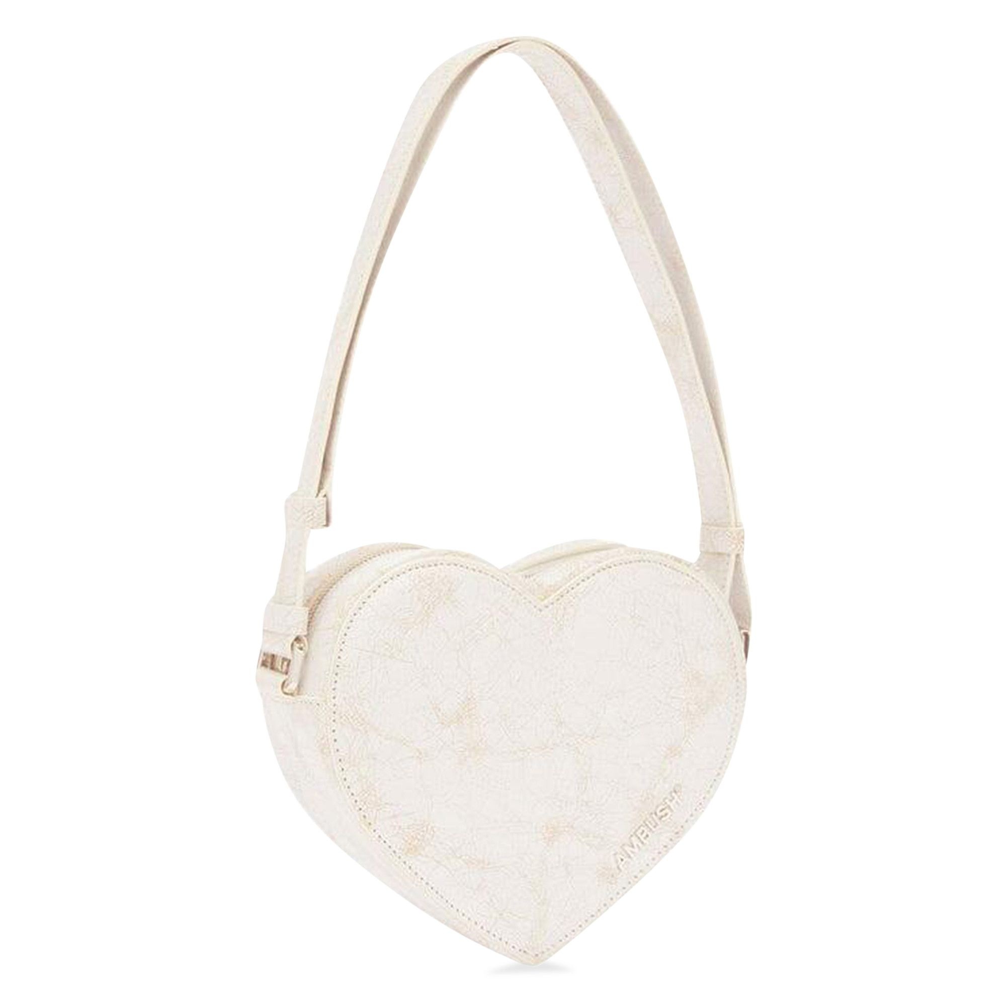Ambush Heart Leather Shoulder Bag 'White' - 3