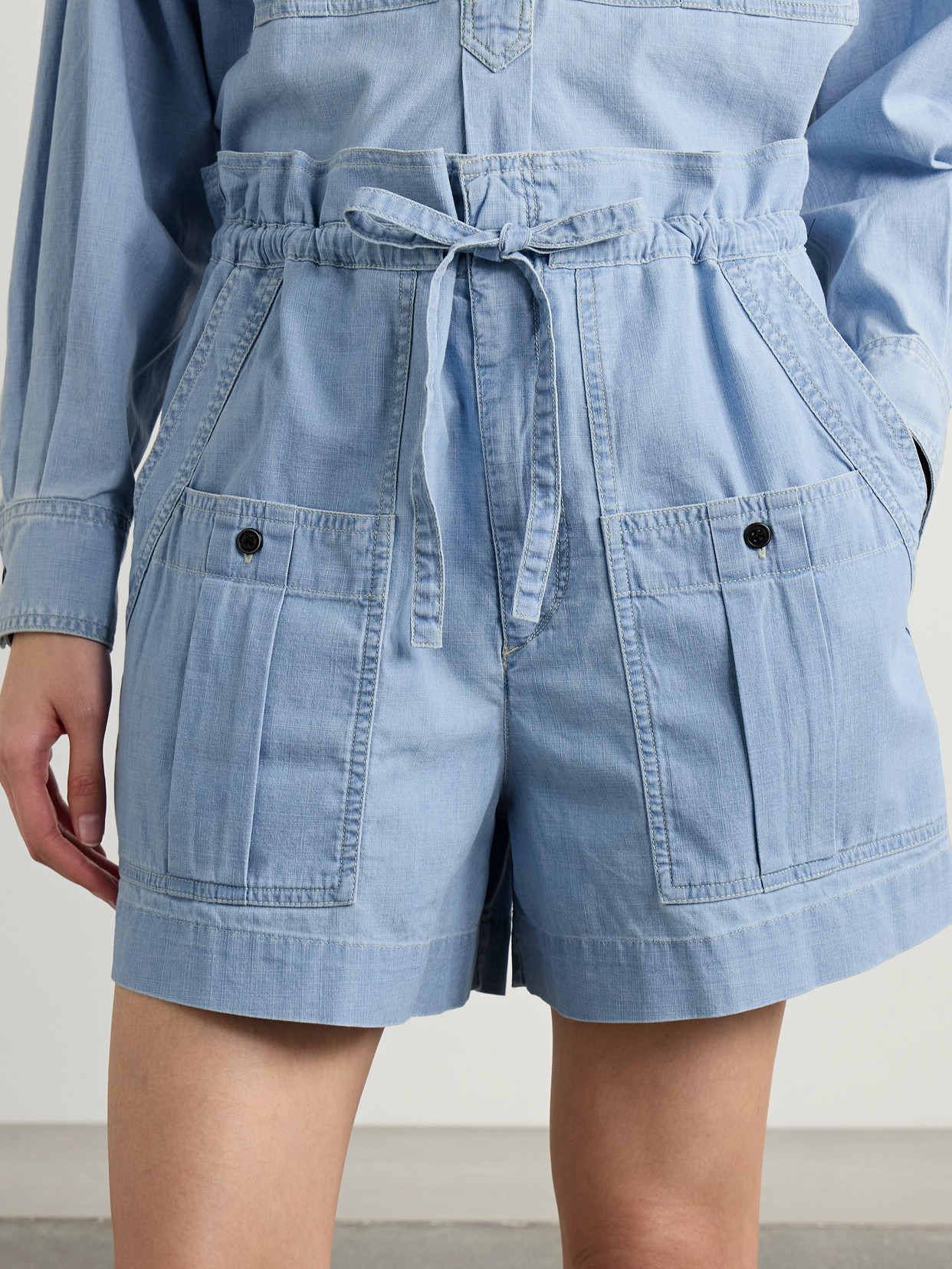 Valdina Cotton-chambray Shorts - 4