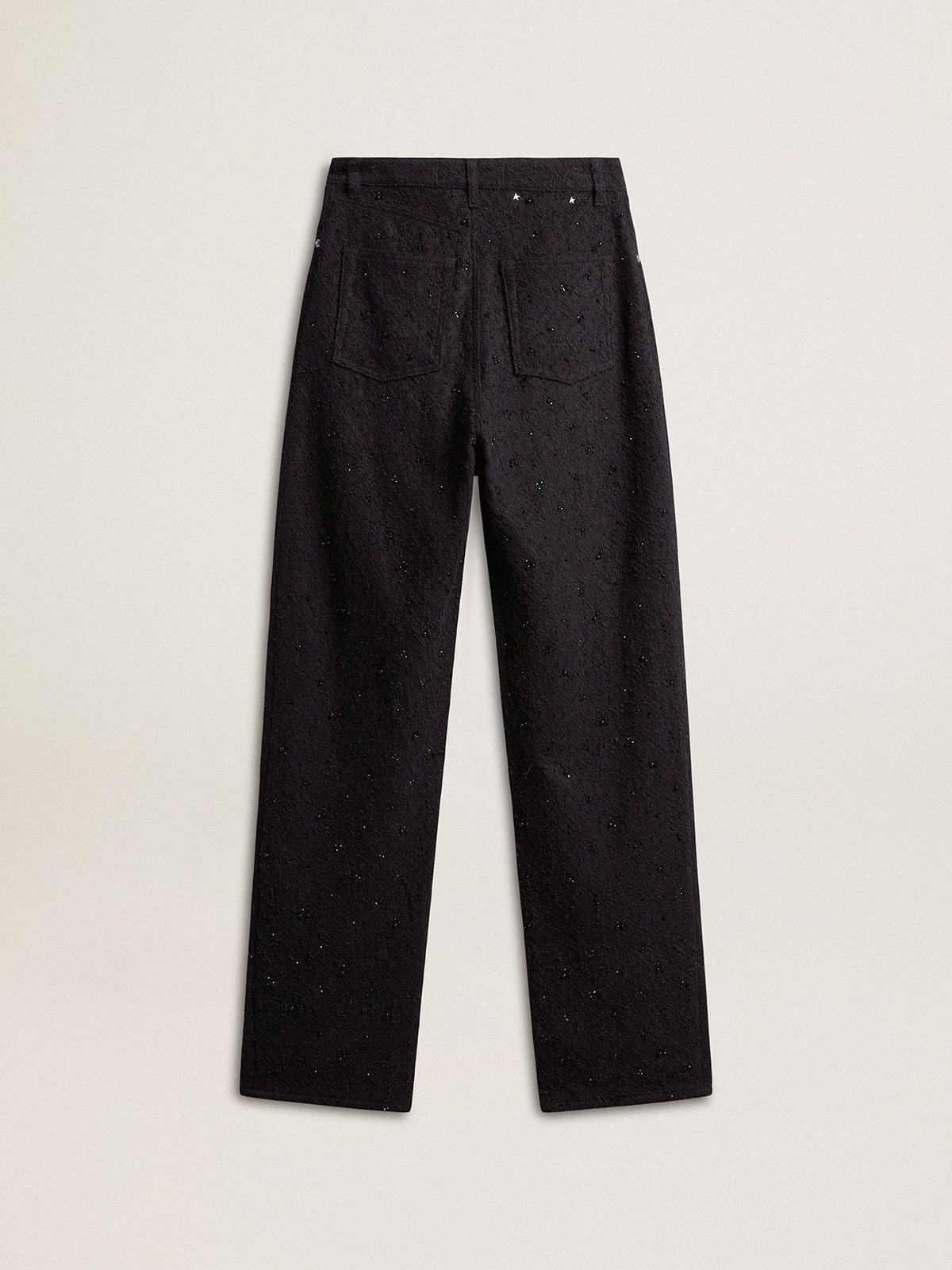 Women’s cotton denim pants with crystal and stone decoration - 5