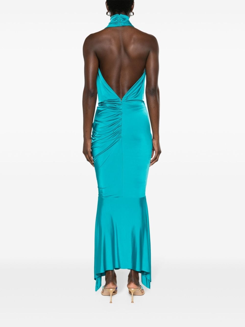 draped halterneck gown - 4