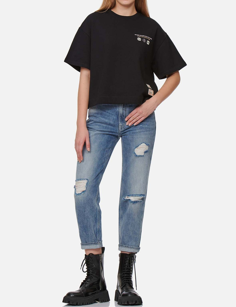 EVISU KAMON AND LOGO PRINT DROP-SHOULDER CROPPED SWEATSHIRT outlook