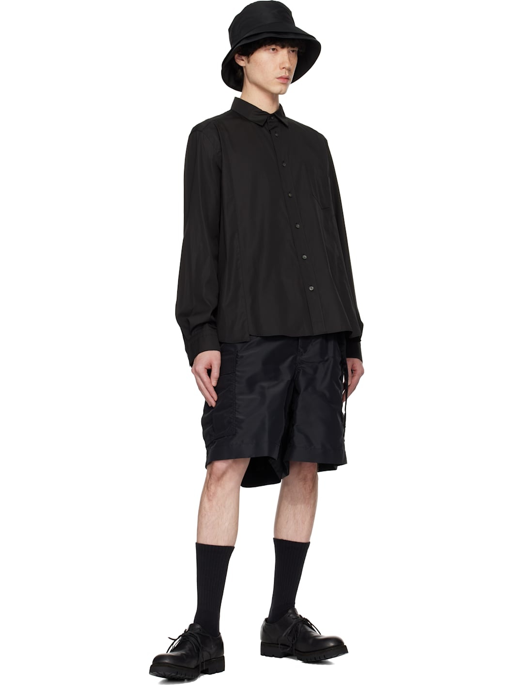 Black Cotton Poplin Shirt - 4