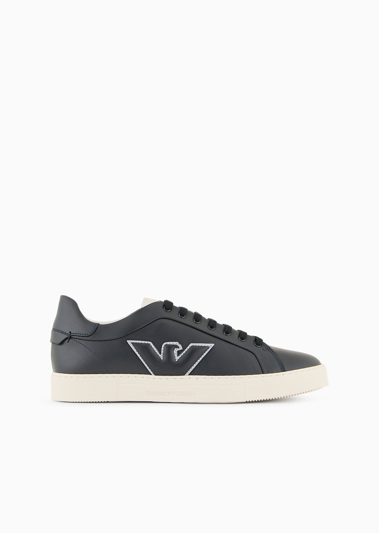 Leather sneakers with eagle patch - 1