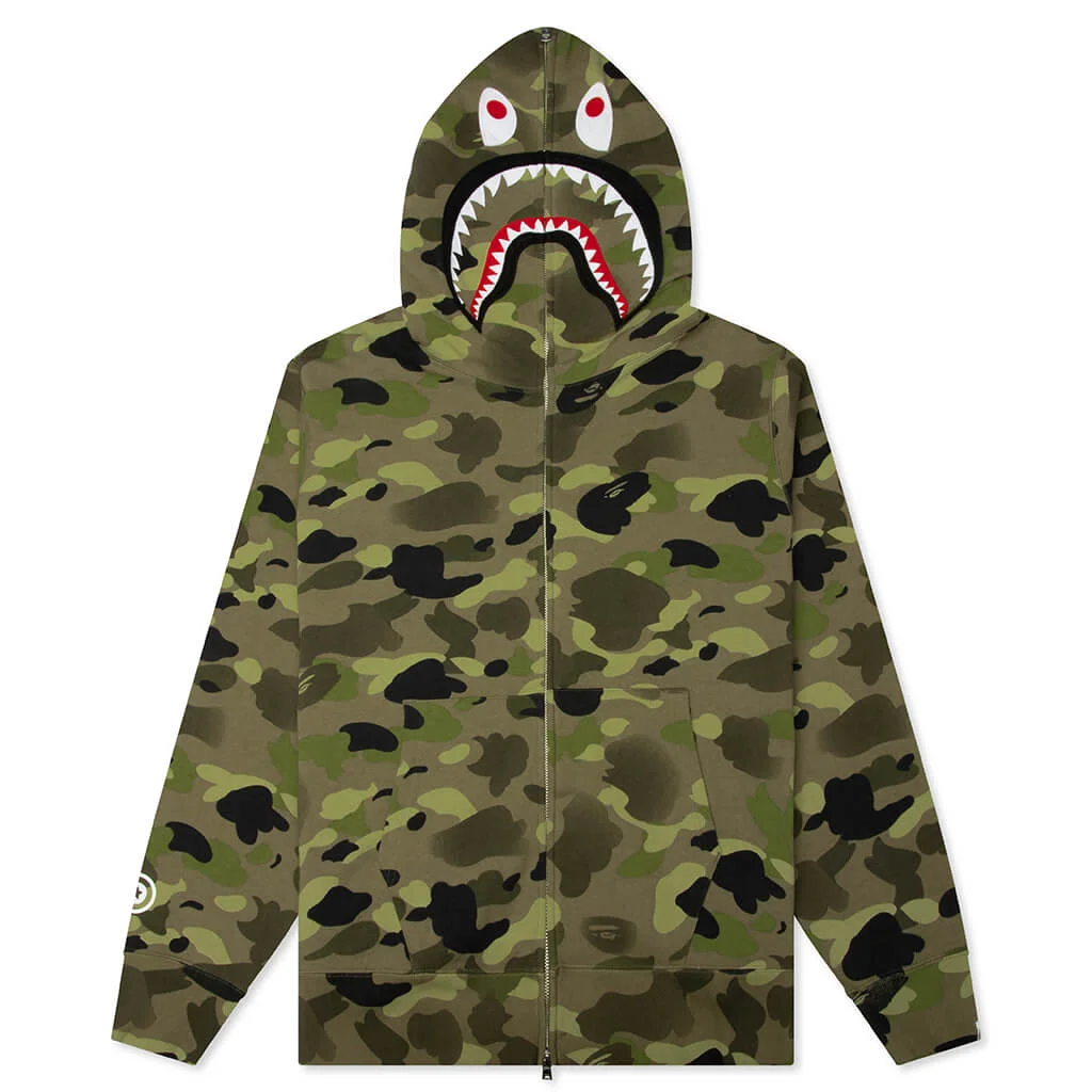 GRADUATION CAMO SHARK FULL ZIP HOODIE - OLIVE DRAB - 1