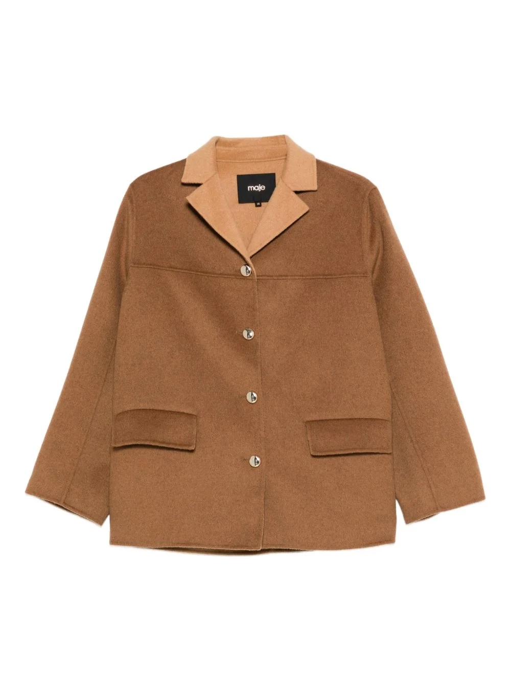 contrasting-collar wool coat - 1
