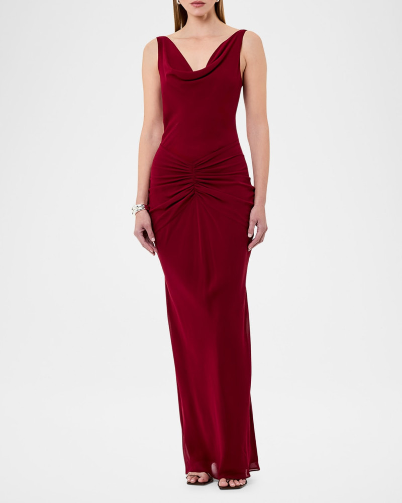 NICHOLAS Calia Cutout Cowl-Neck Column Gown outlook