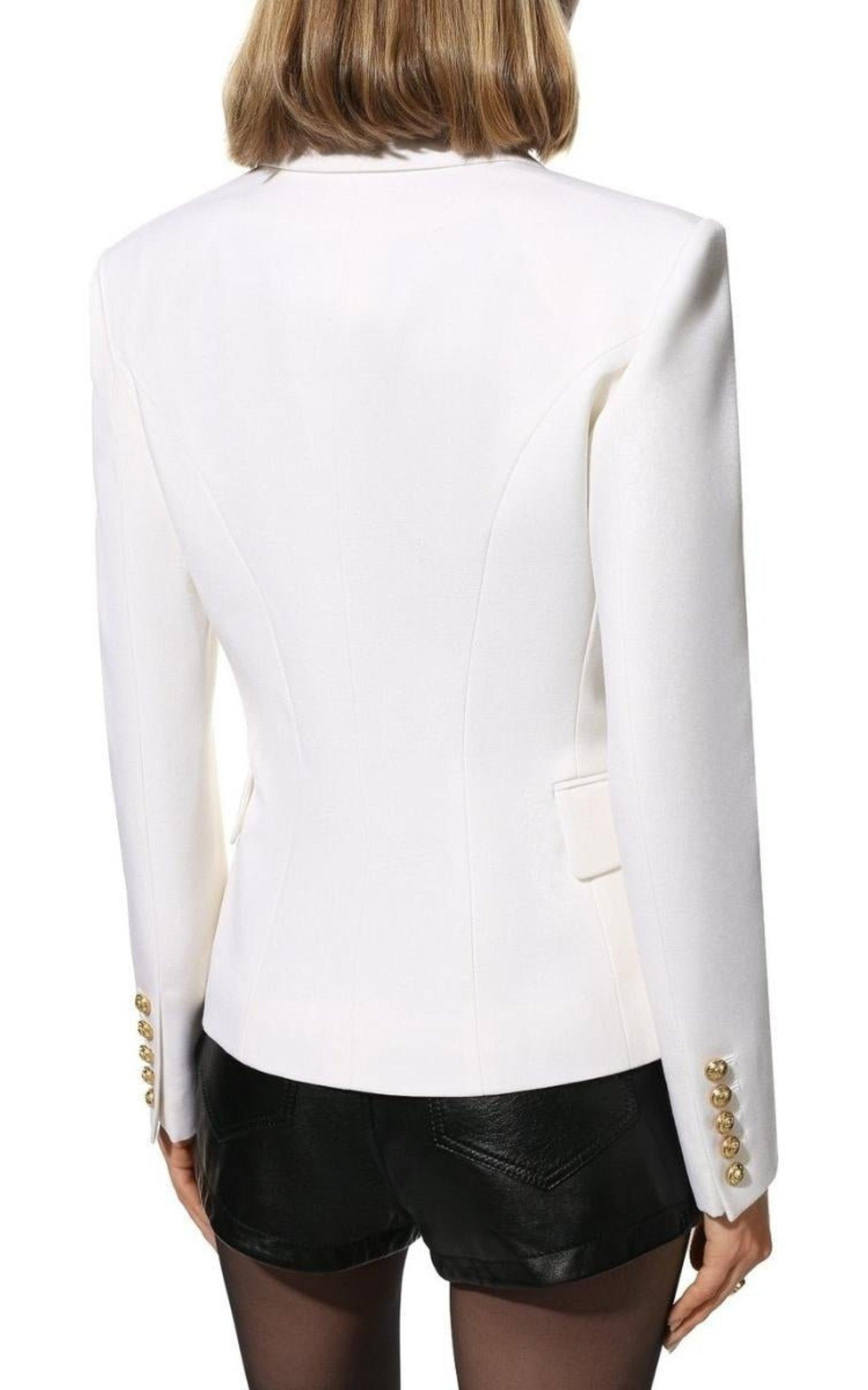 Double Breasted Tailored Wool Blazer - 4