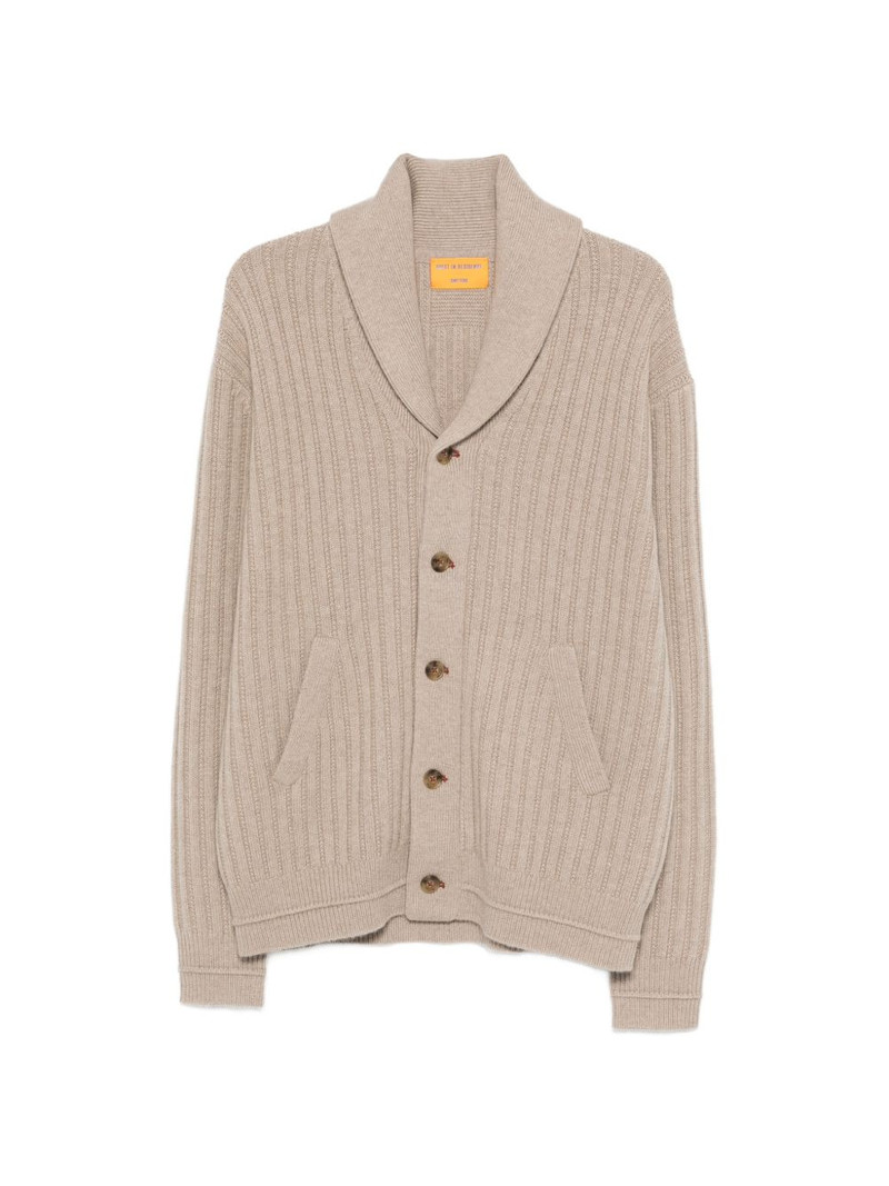 shawl-collar ribbed cardigan 1