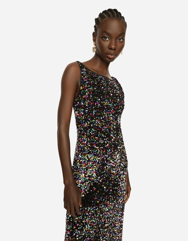 Long multi-colored sequined dress 4