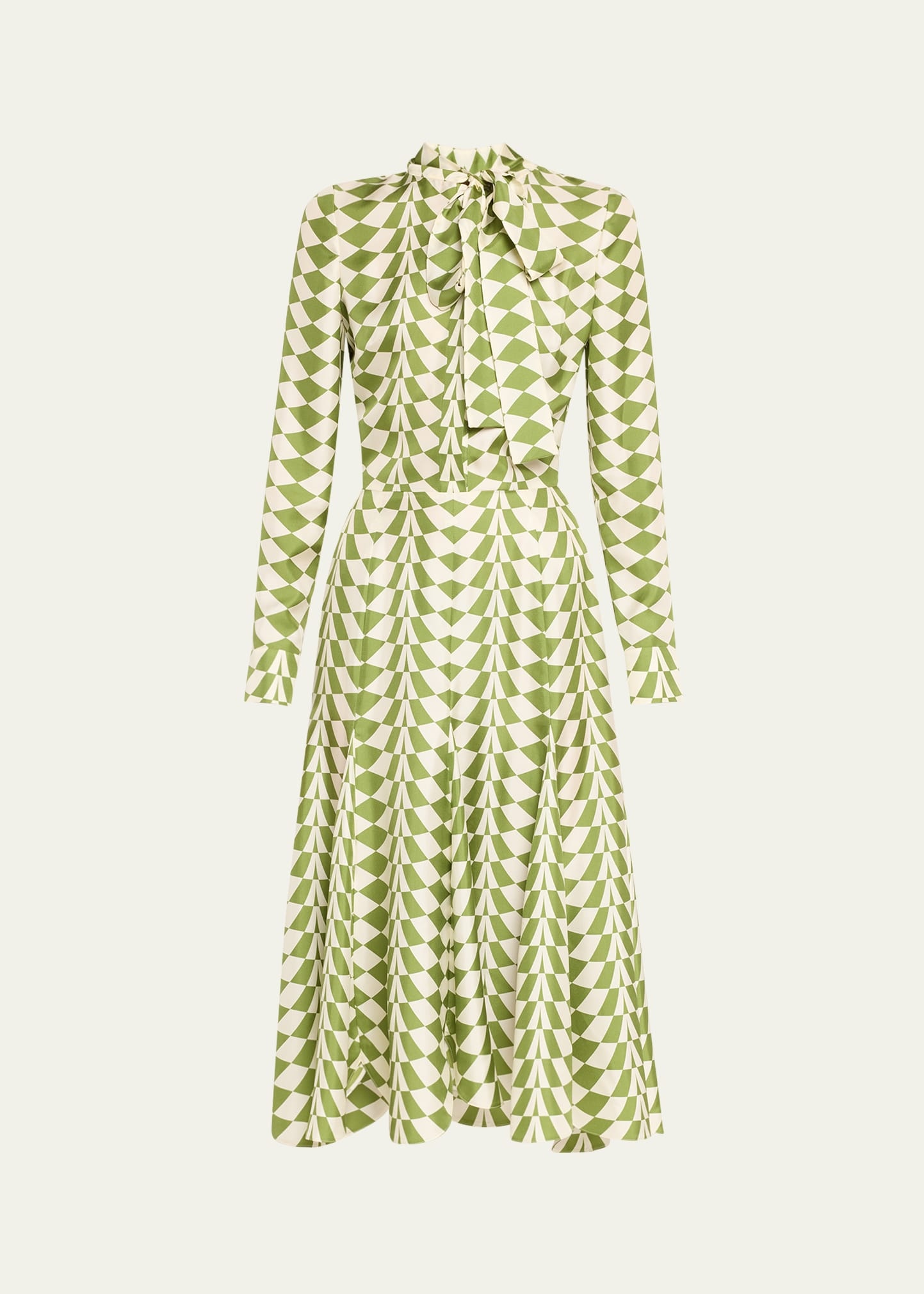 Geo Silk Twill Long-Sleeve Midi Shirtdress - 1