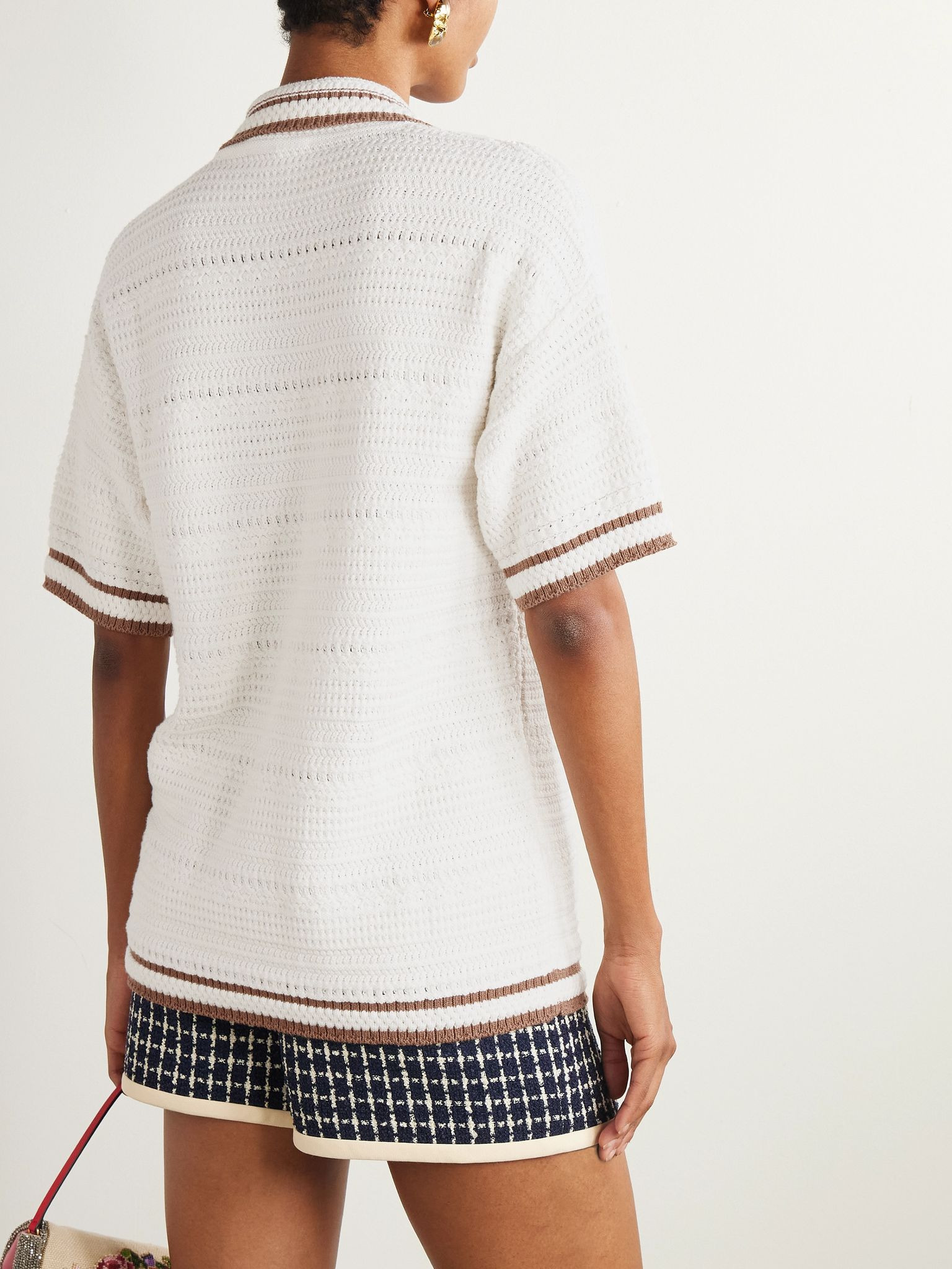Striped cotton cardigan Off-white - 3