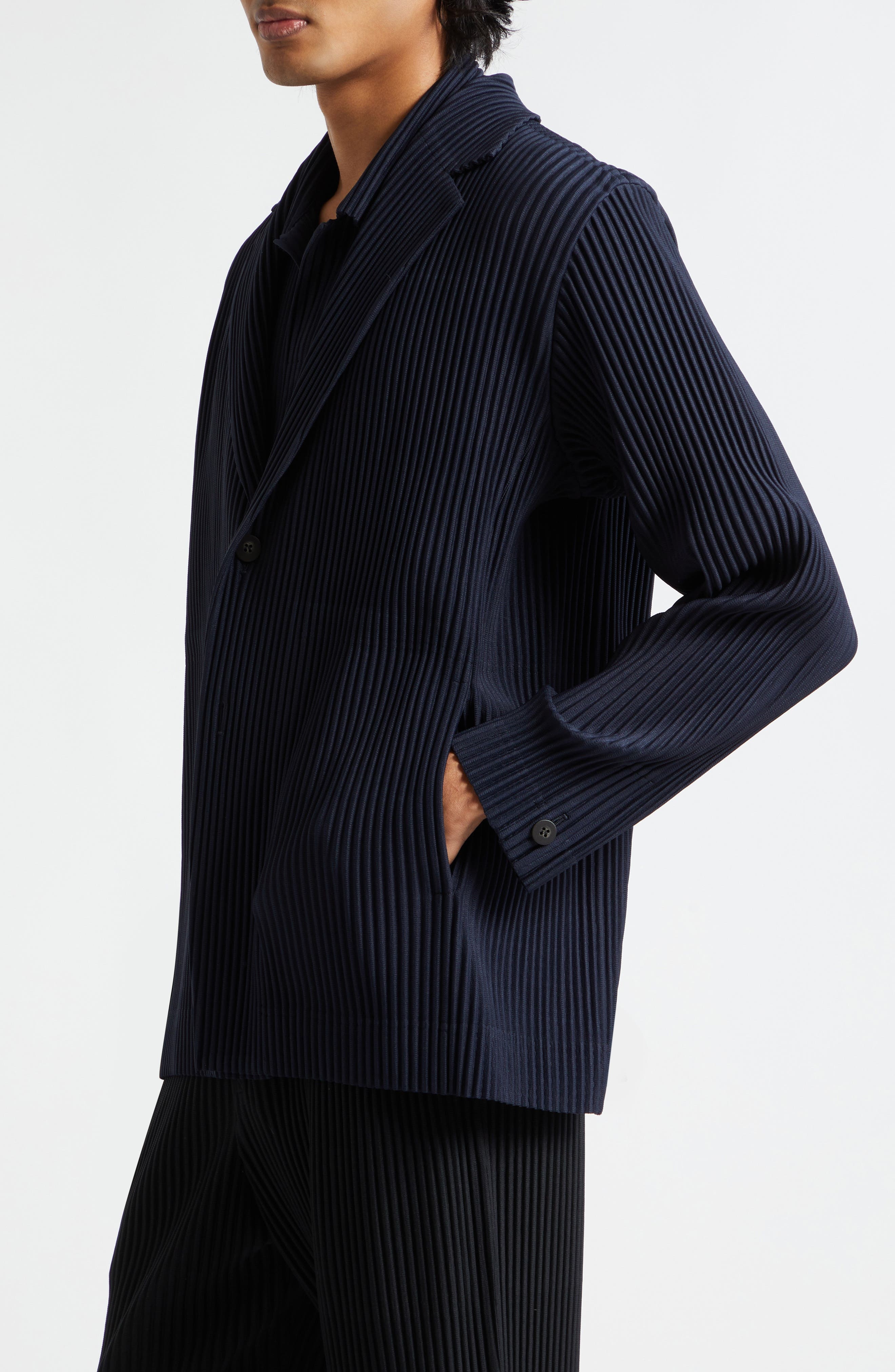 Homme Plissé Issey Miyake Pleated Blazer in Navy at Nordstrom - 3