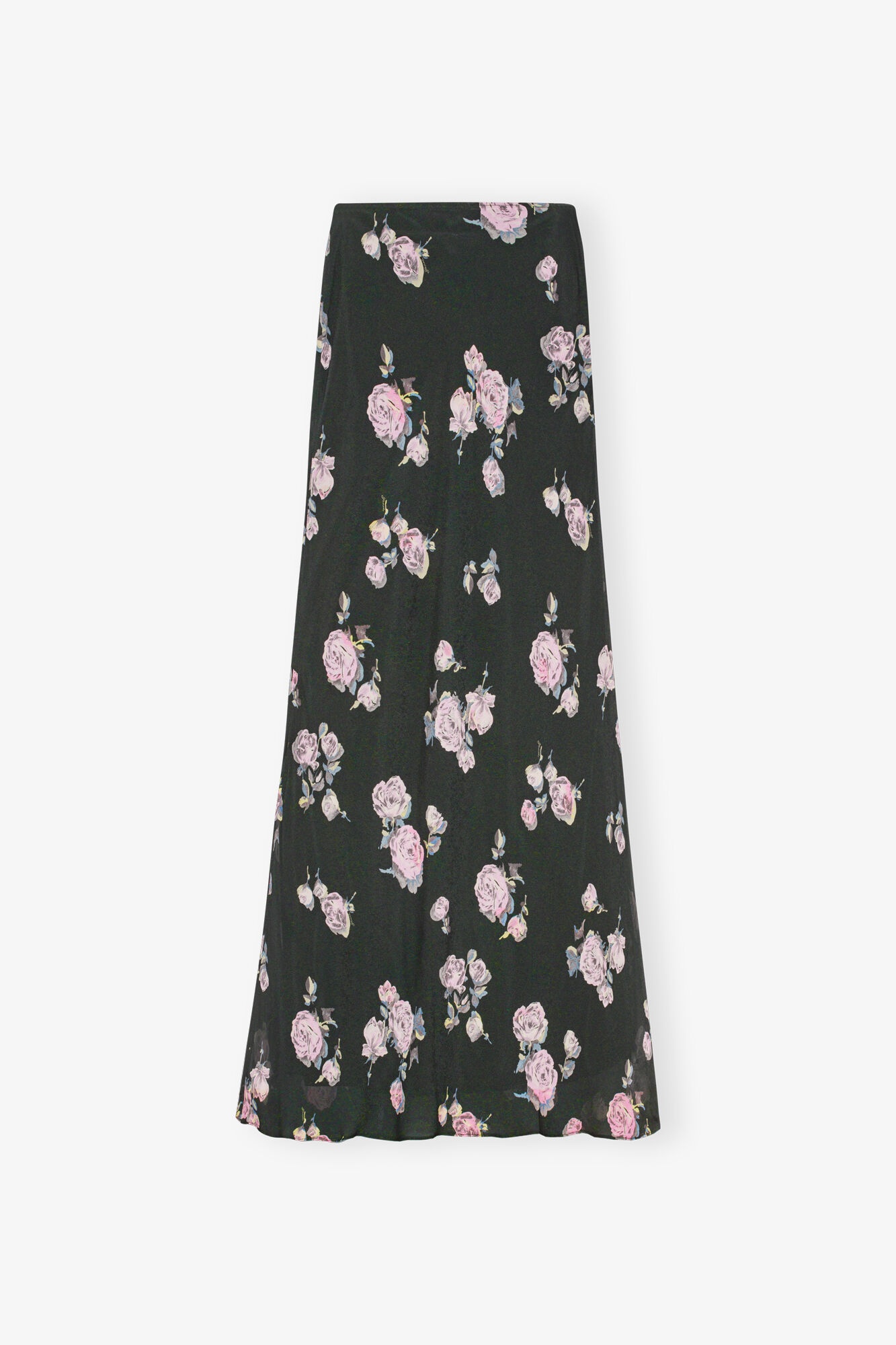 FLORAL PRINTED CREPE MAXI SKIRT - 1