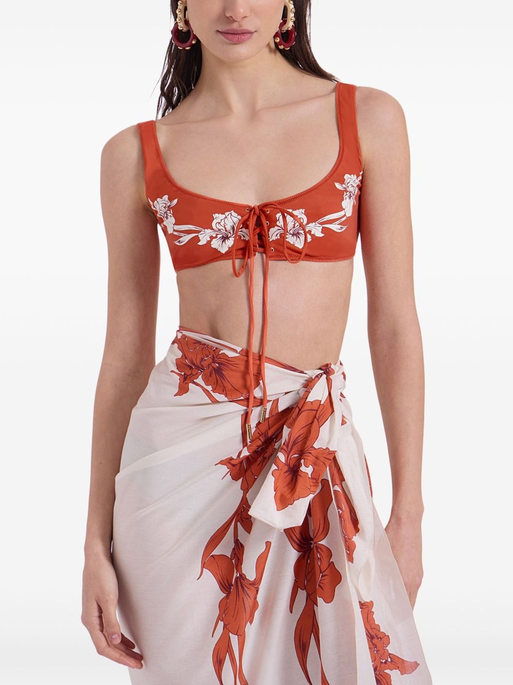 floral-print bikini top - 2