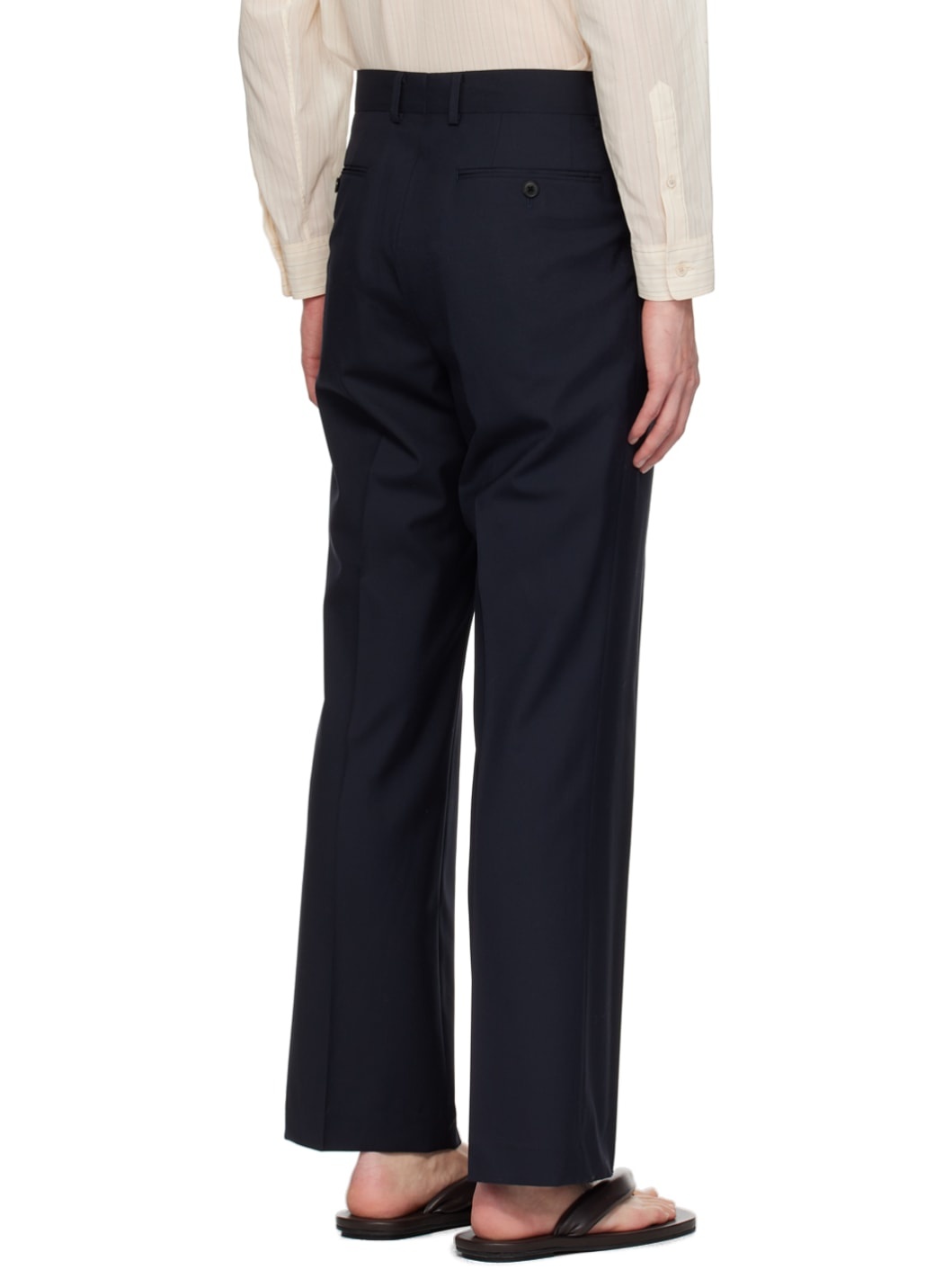 Navy Pleated Trousers - 3