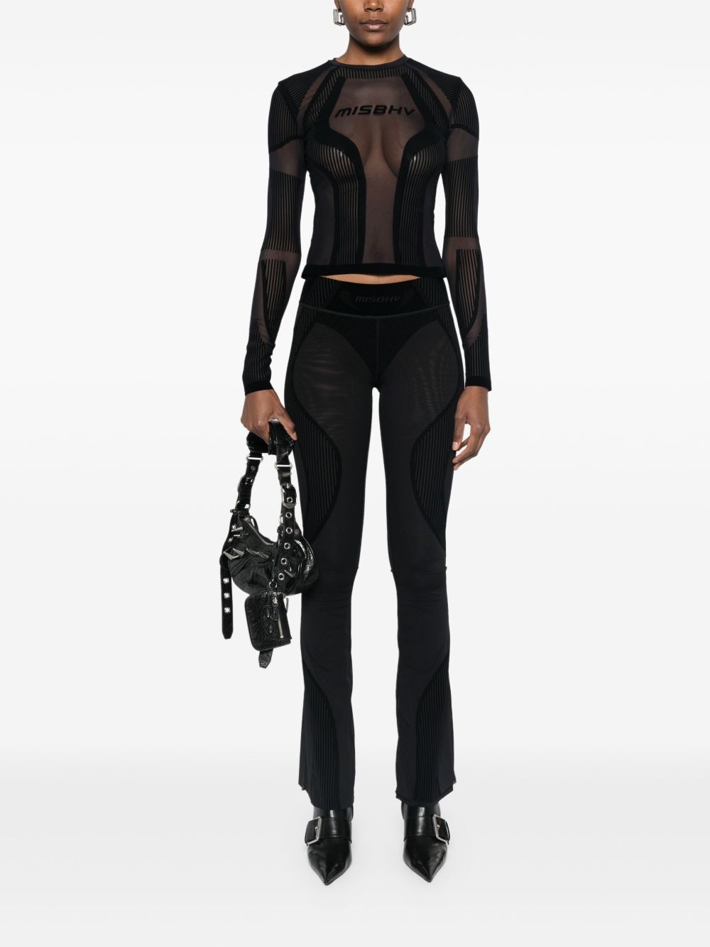 flocked mesh T-shirt - 2
