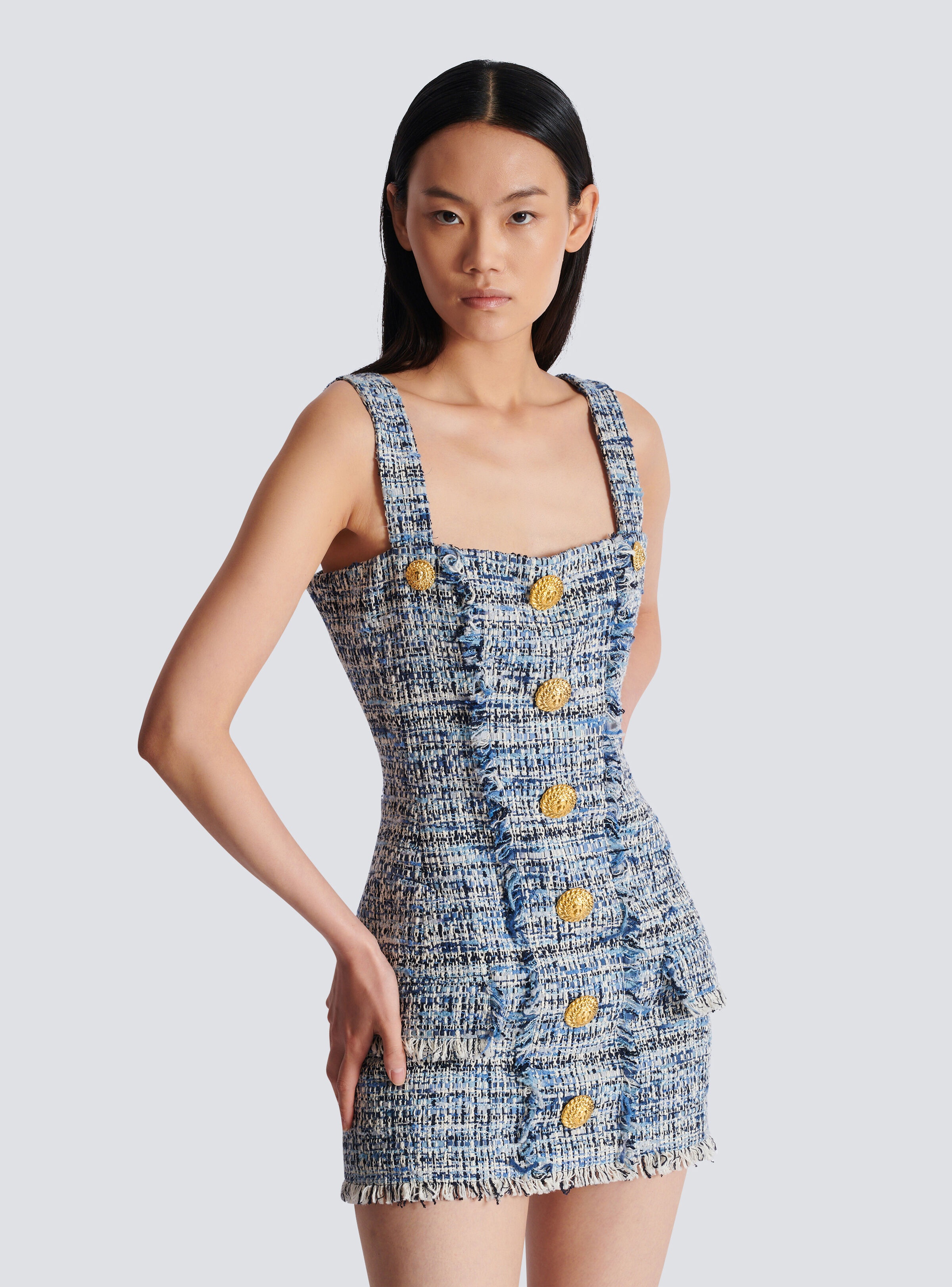 Short tweed dress with straps - 6