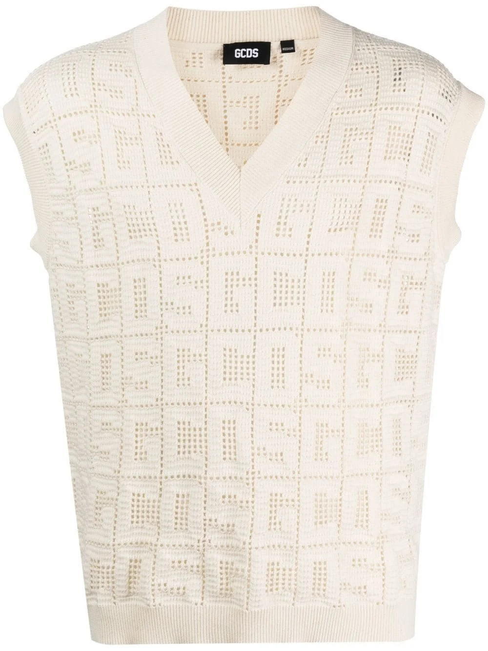 monogram macramé gilet - 1