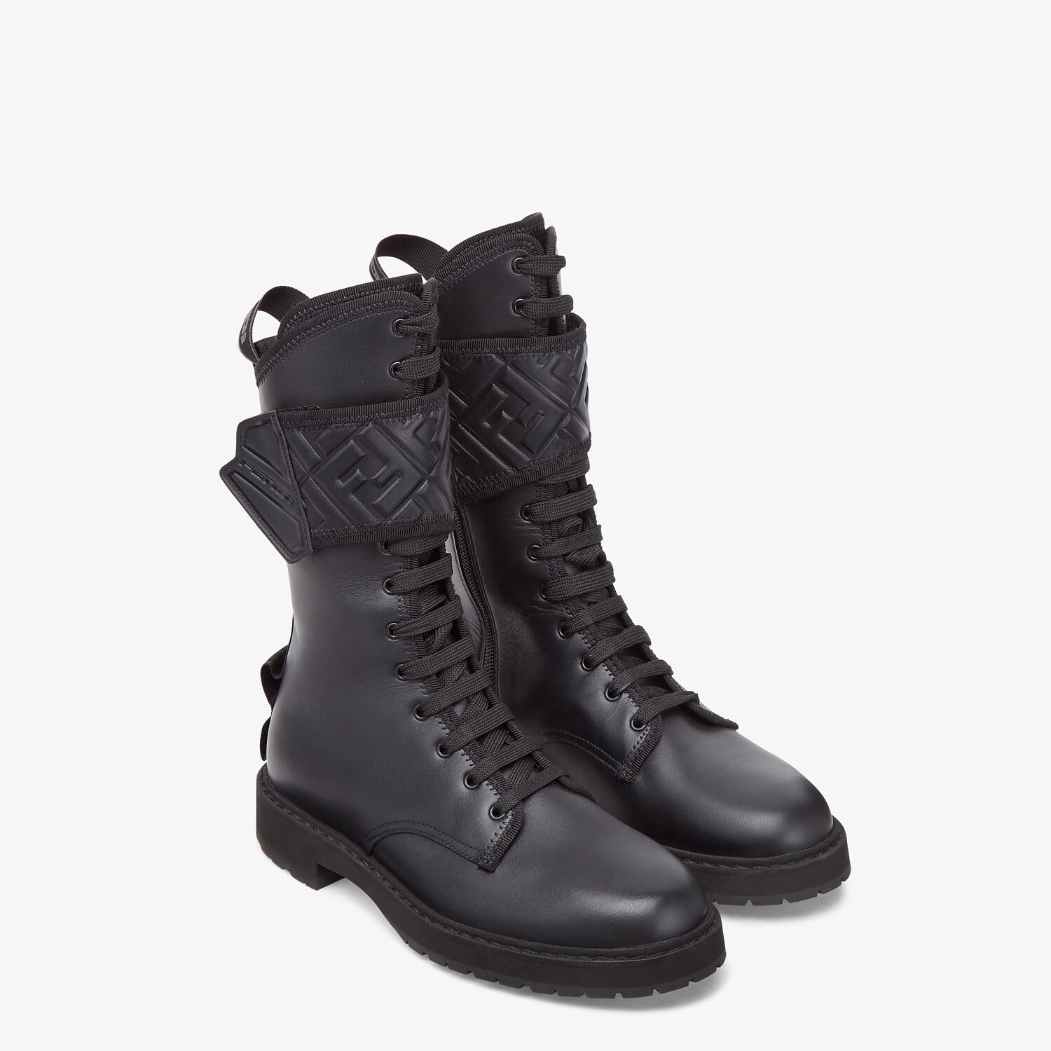 Black leather biker boots - 4