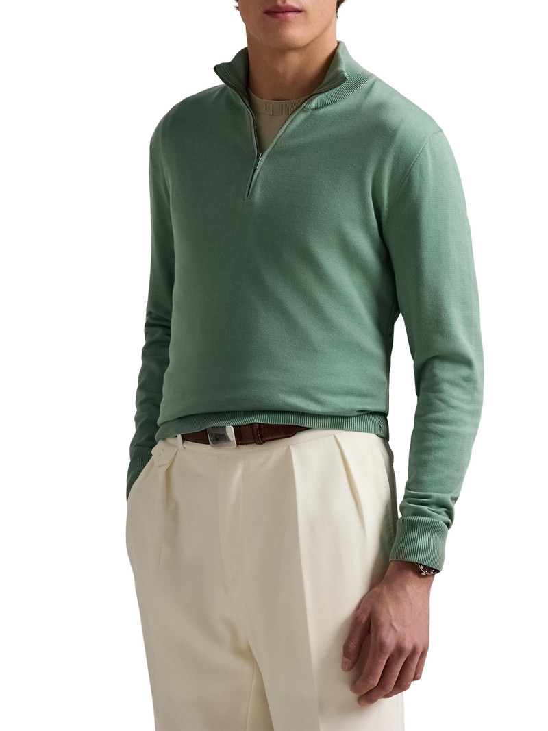 Men's Cotton Quarter-Zip Sweater - Faded Mint 3